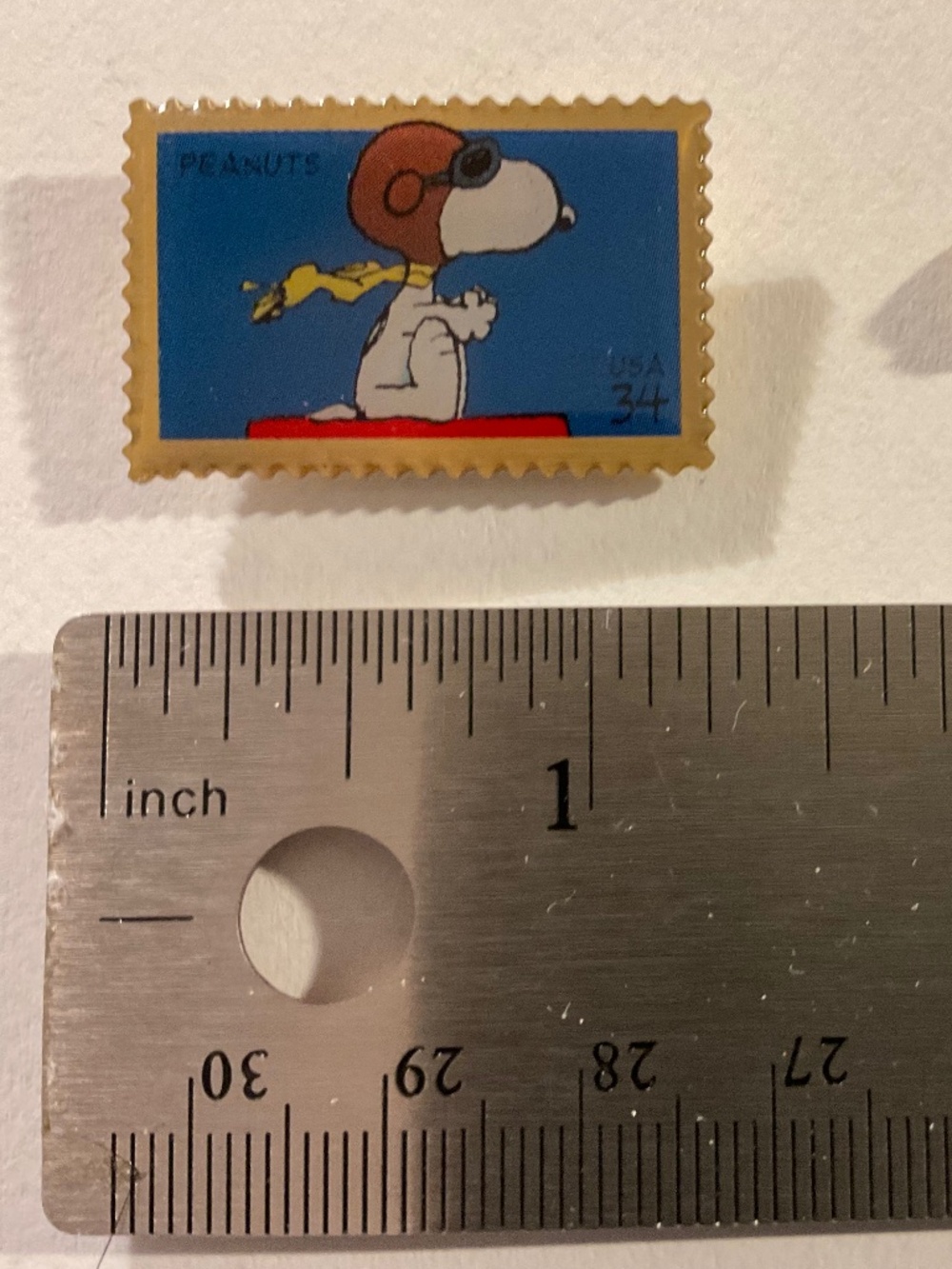 Vintage Peanut Snoopy Flying Ace $.34 Postage Stamp Enamel Lapel Pin Winco USPS